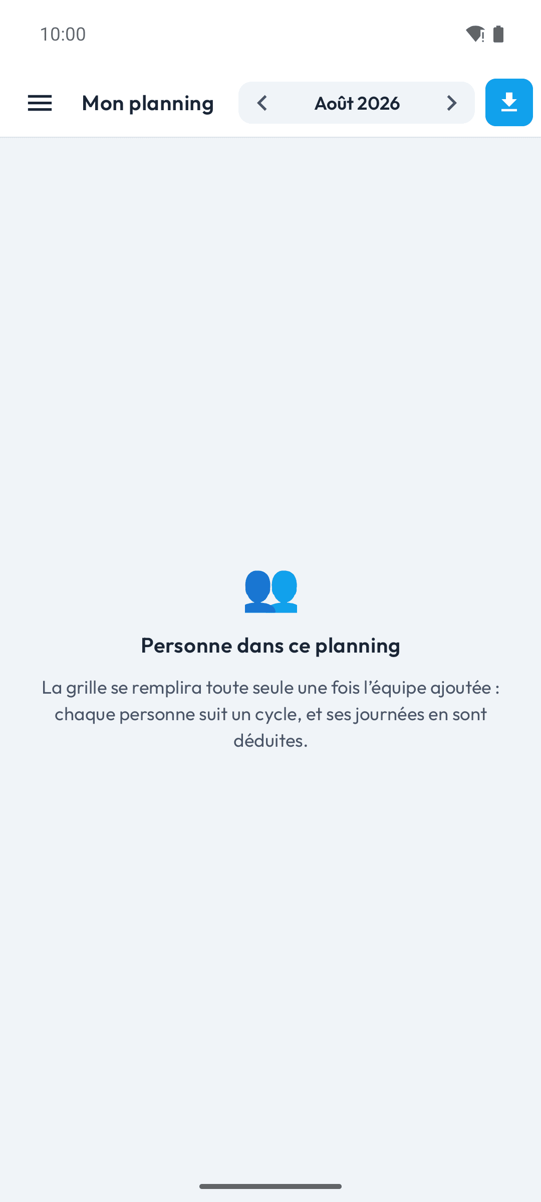 Planning vide au premier démarrage en mode local
